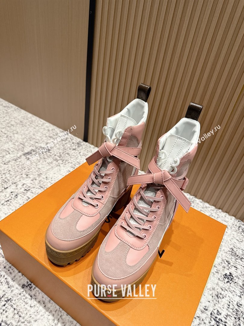 Louis Vuitton Laureate Platform Desert Ankle Boots in Suede Calfskin 7cm LV111906 Pink 2025 (MD-25111906)