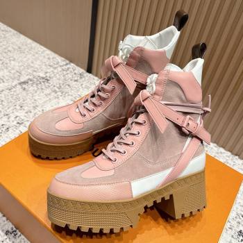 Louis Vuitton Laureate Platform Desert Ankle Boots in Suede Calfskin 7cm LV111906 Pink 2025 (MD-25111906)
