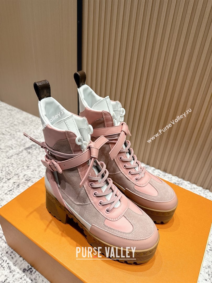 Louis Vuitton Laureate Platform Desert Ankle Boots in Suede Calfskin 7cm LV111906 Pink 2025 (MD-25111906)