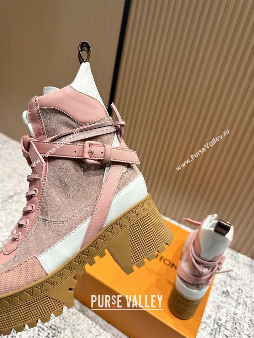 Louis Vuitton Laureate Platform Desert Ankle Boots in Suede Calfskin 7cm LV111906 Pink 2025 (MD-25111906)
