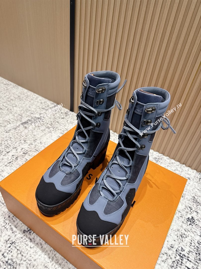 Louis Vuitton Laureate Platform Desert Ankle Boots in Calfskin 7cm LV111907 Grey/Black 2025 (MD-25111907)