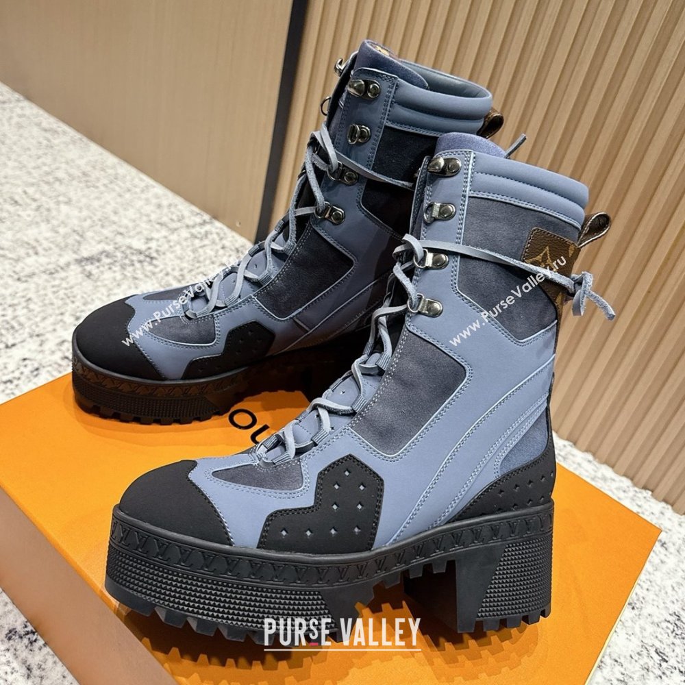 Louis Vuitton Laureate Platform Desert Ankle Boots in Calfskin 7cm LV111907 Grey/Black 2025 (MD-25111907)