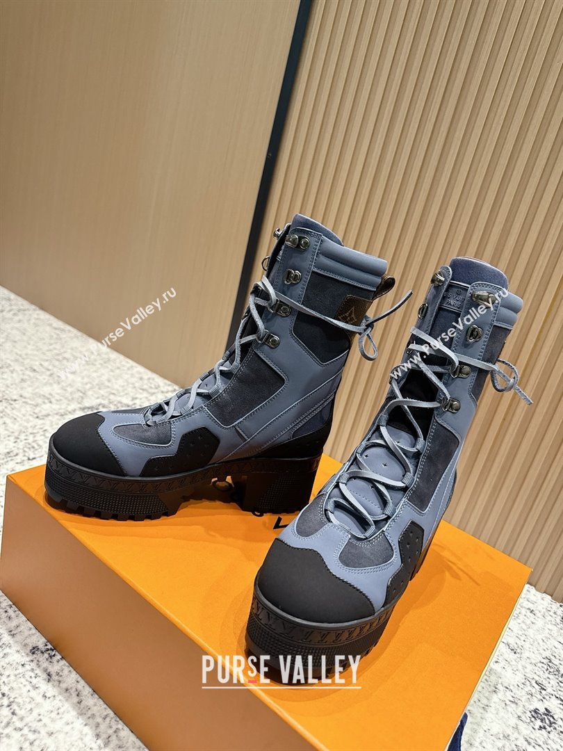 Louis Vuitton Laureate Platform Desert Ankle Boots in Calfskin 7cm LV111907 Grey/Black 2025 (MD-25111907)