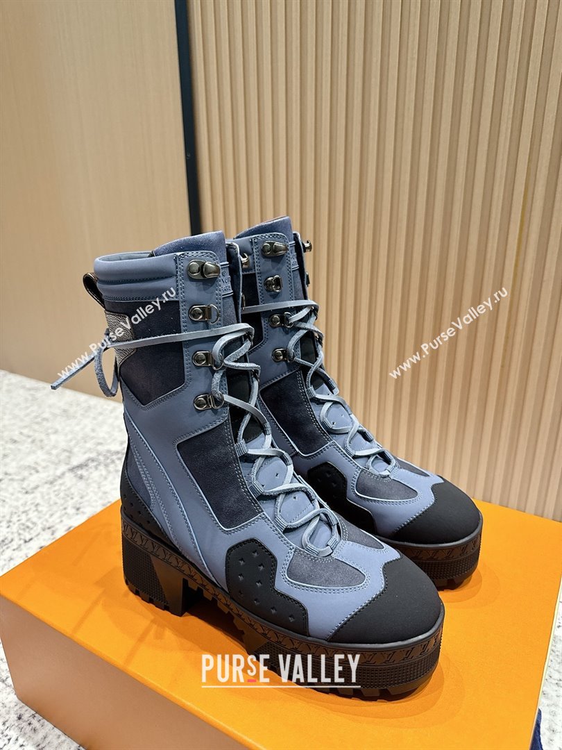 Louis Vuitton Laureate Platform Desert Ankle Boots in Calfskin 7cm LV111907 Grey/Black 2025 (MD-25111907)
