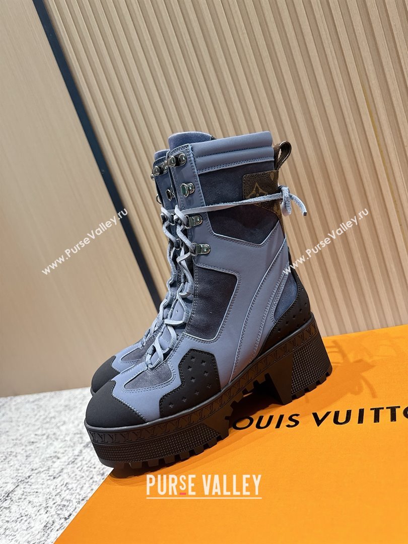 Louis Vuitton Laureate Platform Desert Ankle Boots in Calfskin 7cm LV111907 Grey/Black 2025 (MD-25111907)