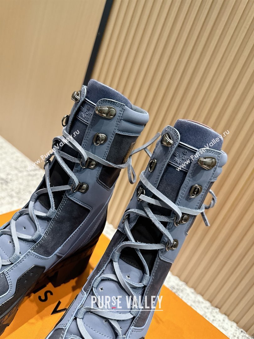 Louis Vuitton Laureate Platform Desert Ankle Boots in Calfskin 7cm LV111907 Grey/Black 2025 (MD-25111907)