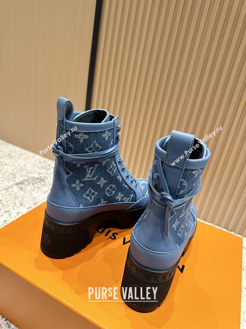 Louis Vuitton Laureate Platform Desert Ankle Boots in Monogram Denim 7cm LV111901 Blue 2025 (MD-25111901)