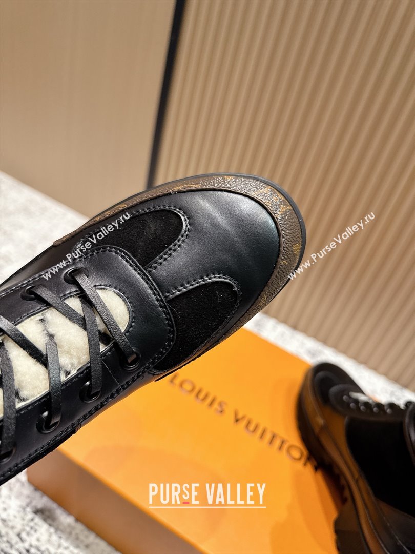 Louis Vuitton Laureate Platform Desert Wool Ankle Boots in Suede Calfskin 7cm LV111909 Black 2025 (MD-25111909)