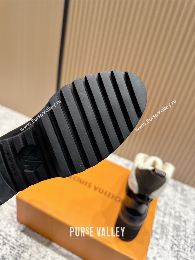 Louis Vuitton Laureate Platform Desert Wool Ankle Boots in Suede Calfskin 7cm LV111909 Black 2025 (MD-25111909)