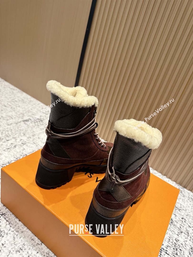 Louis Vuitton Laureate Platform Desert Wool Ankle Boots in Suede Monogram 7cm LV111910 Brown 2025 (MD-25111910)