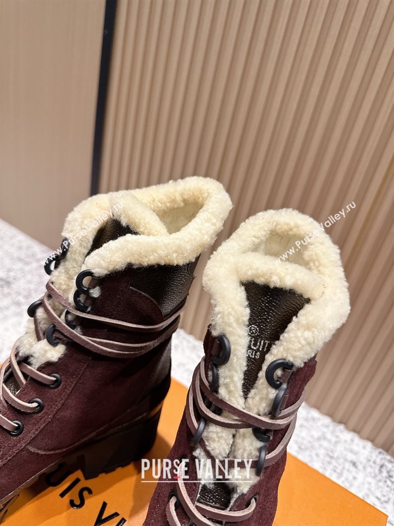 Louis Vuitton Laureate Platform Desert Wool Ankle Boots in Suede Monogram 7cm LV111910 Brown 2025 (MD-25111910)