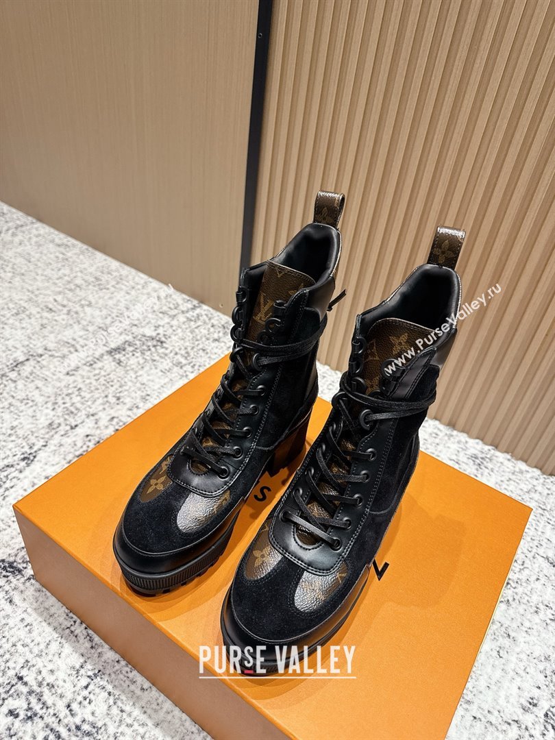 Louis Vuitton Laureate Platform Desert Ankle Boots in Monogram Suede 7cm LV111911 Black 2025 (MD-25111911)