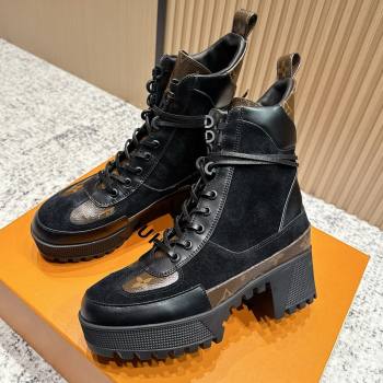 Louis Vuitton Laureate Platform Desert Ankle Boots in Monogram Suede 7cm LV111911 Black 2025 (MD-25111911)