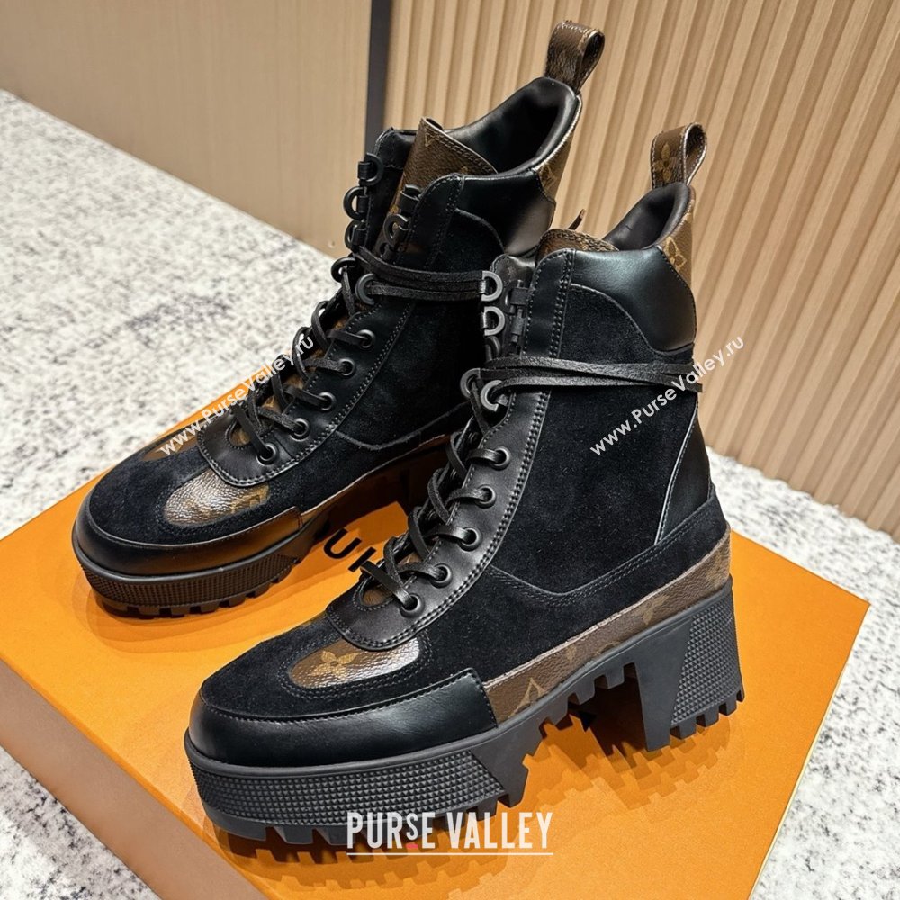 Louis Vuitton Laureate Platform Desert Ankle Boots in Monogram Suede 7cm LV111911 Black 2025 (MD-25111911)