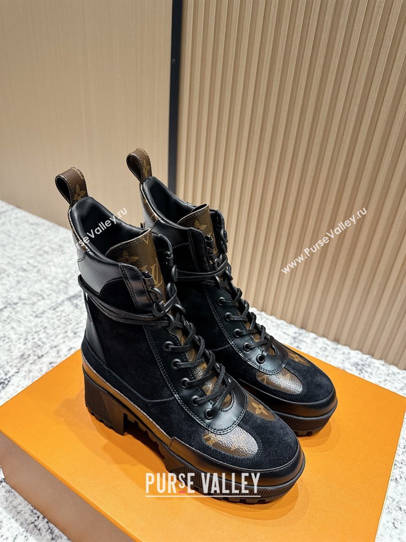 Louis Vuitton Laureate Platform Desert Ankle Boots in Monogram Suede 7cm LV111911 Black 2025 (MD-25111911)