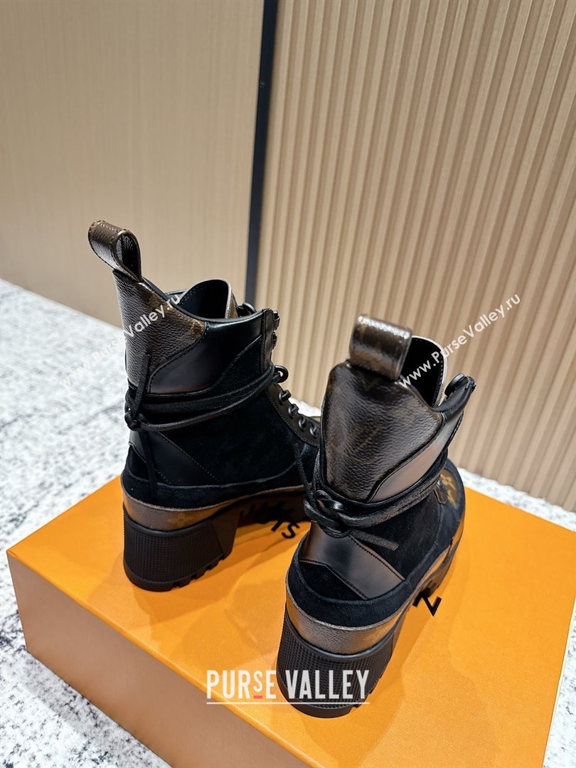 Louis Vuitton Laureate Platform Desert Ankle Boots in Monogram Suede 7cm LV111911 Black 2025 (MD-25111911)