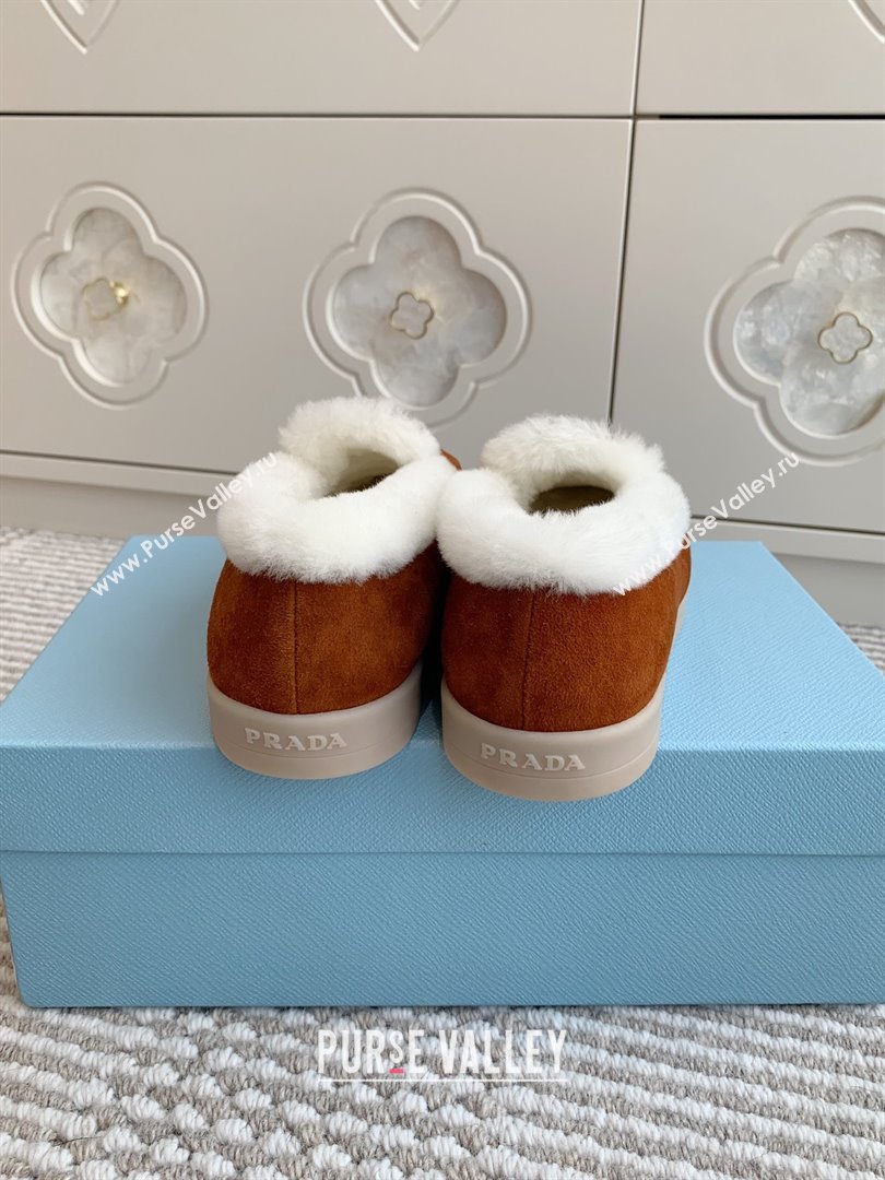 Prada Suede and Shearling Loafers P112004 Dark Brown 2025 (Women and Men) (LM-25112004)