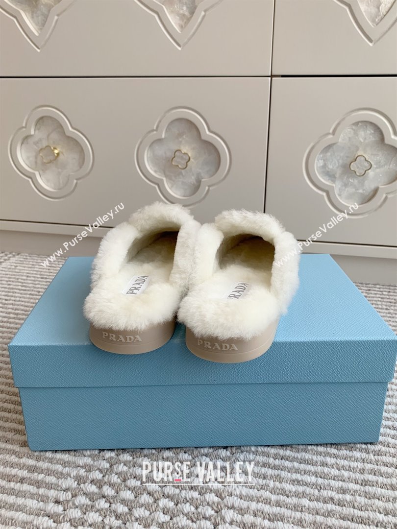 Prada Suede and Shearling Mules P112005 Light Brown 2025 (Women and Men) (LM-25112005)
