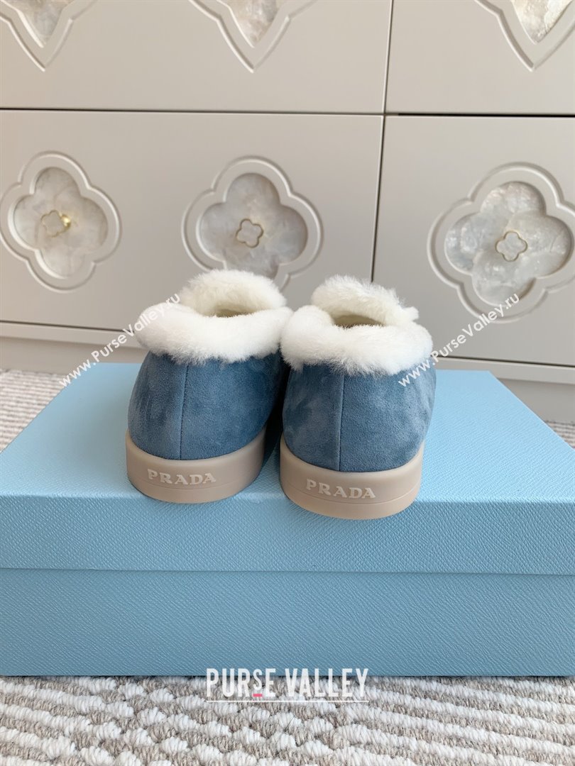 Prada Suede and Shearling Loafers P112008 Blue 2025 (Women and Men) (LM-25112008)