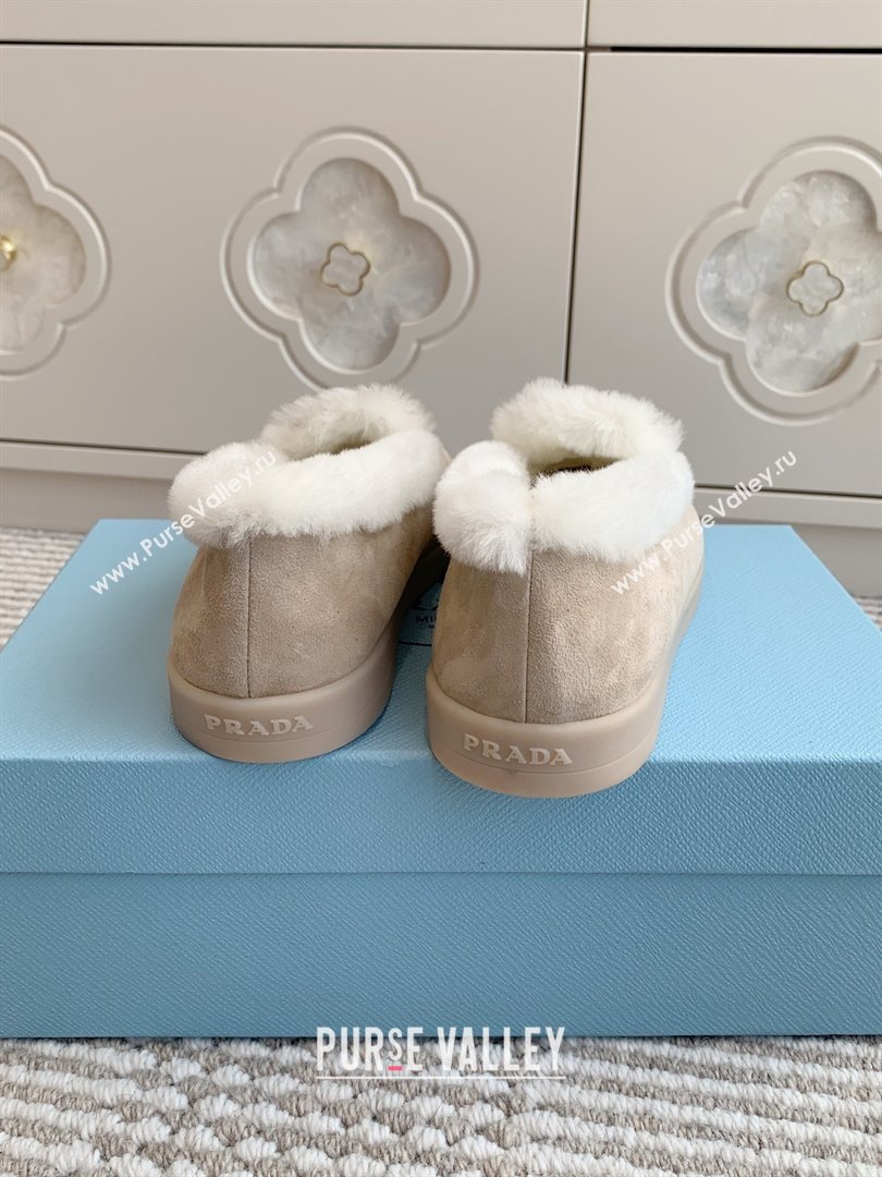 Prada Suede and Shearling Loafers P112002 Beige 2025 (Women and Men) (LM-25112002)