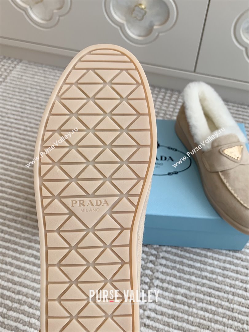 Prada Suede and Shearling Loafers P112002 Beige 2025 (Women and Men) (LM-25112002)