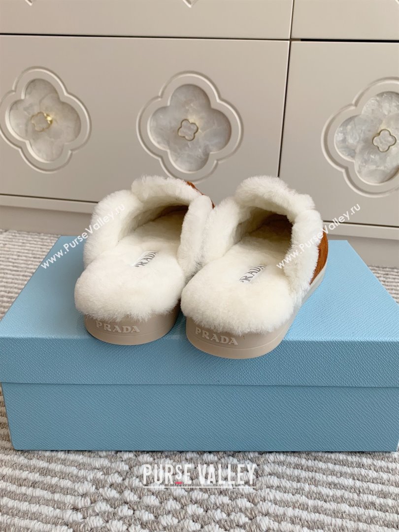 Prada Suede and Shearling Mules P112003 Dark Brown 2025 (Women and Men) (LM-25112003)