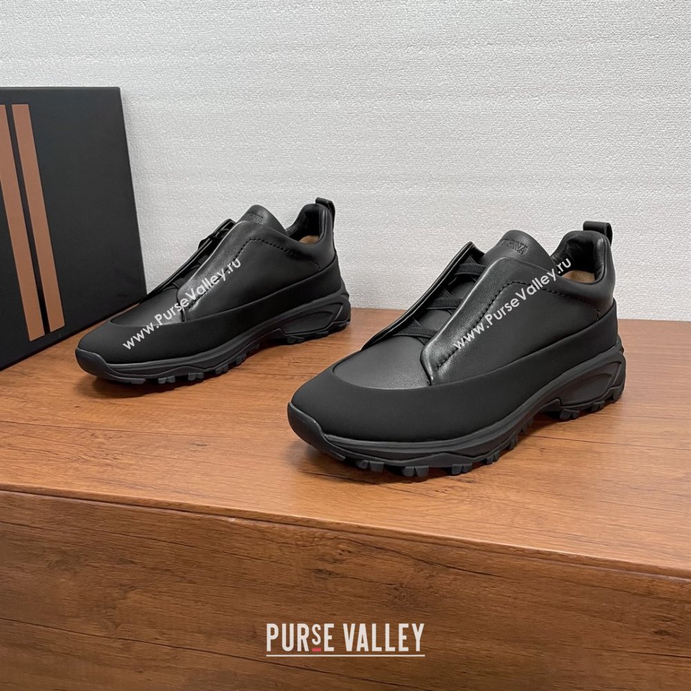 Zegna Mens Triple Stitch™ Monte Sneakers in Smooth Calfskin Black 2025 (SHH-25112201)