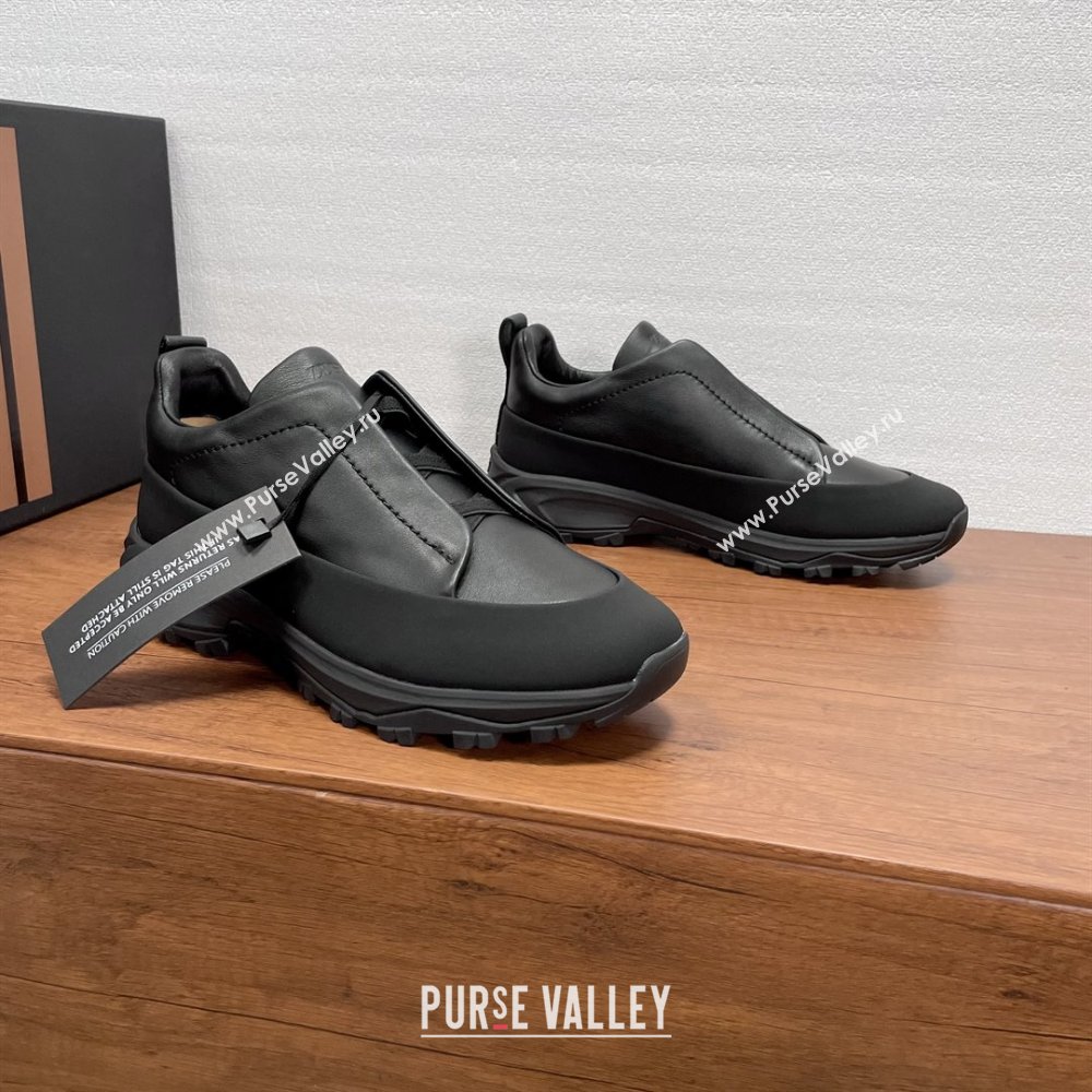 Zegna Mens Triple Stitch™ Monte Sneakers in Smooth Calfskin Black 2025 (SHH-25112201)