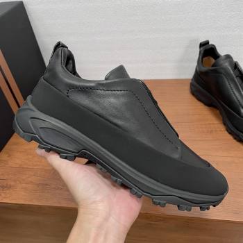 Zegna Mens Triple Stitch™ Monte Sneakers in Smooth Calfskin Black 2025 (SHH-25112201)