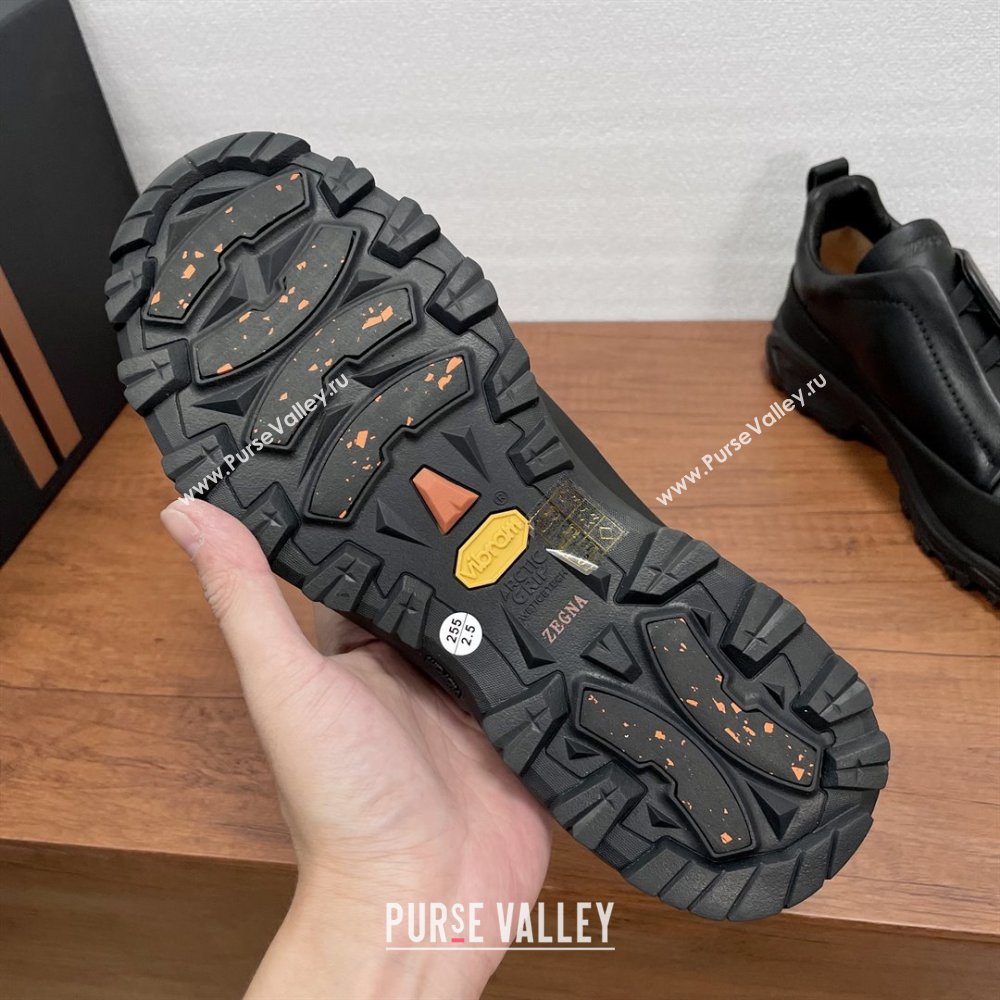 Zegna Mens Triple Stitch™ Monte Sneakers in Smooth Calfskin Black 2025 (SHH-25112201)