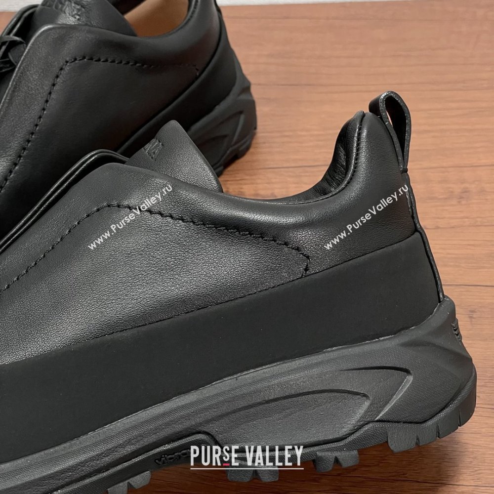 Zegna Mens Triple Stitch™ Monte Sneakers in Smooth Calfskin Black 2025 (SHH-25112201)