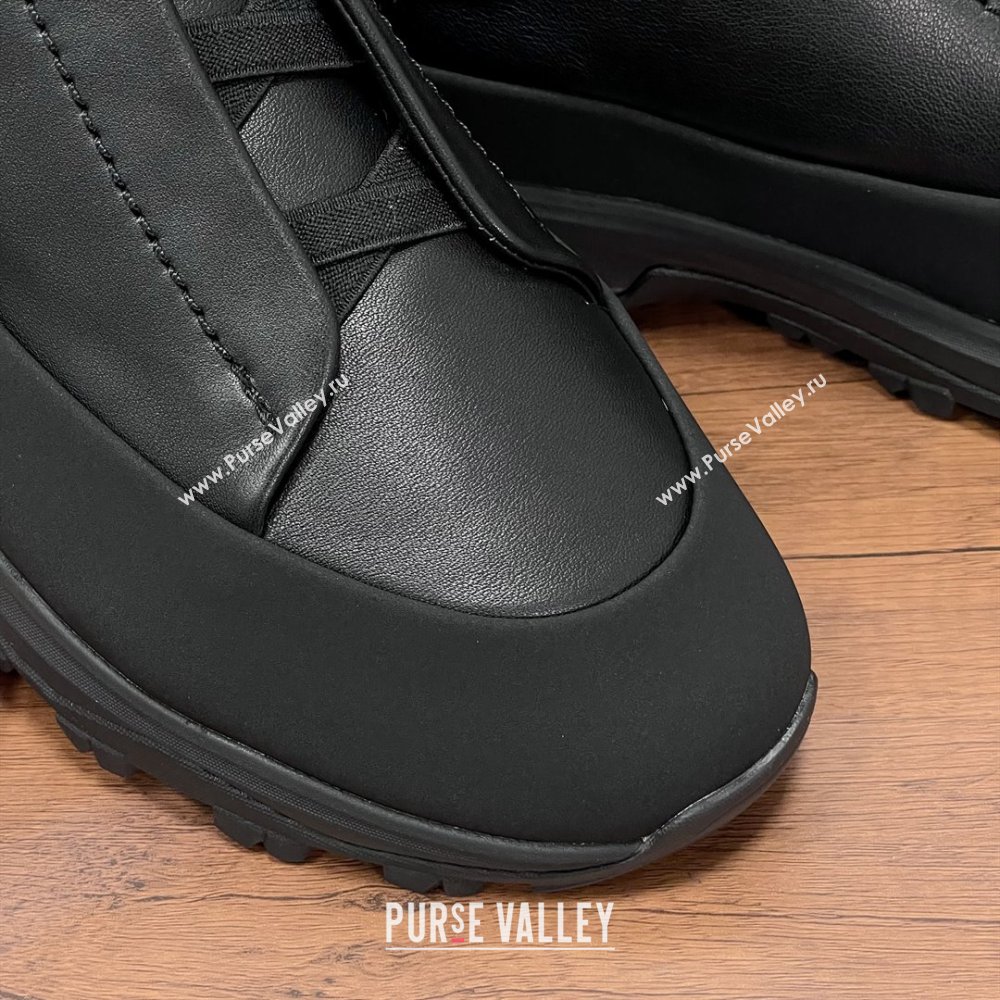 Zegna Mens Triple Stitch™ Monte Sneakers in Smooth Calfskin Black 2025 (SHH-25112201)