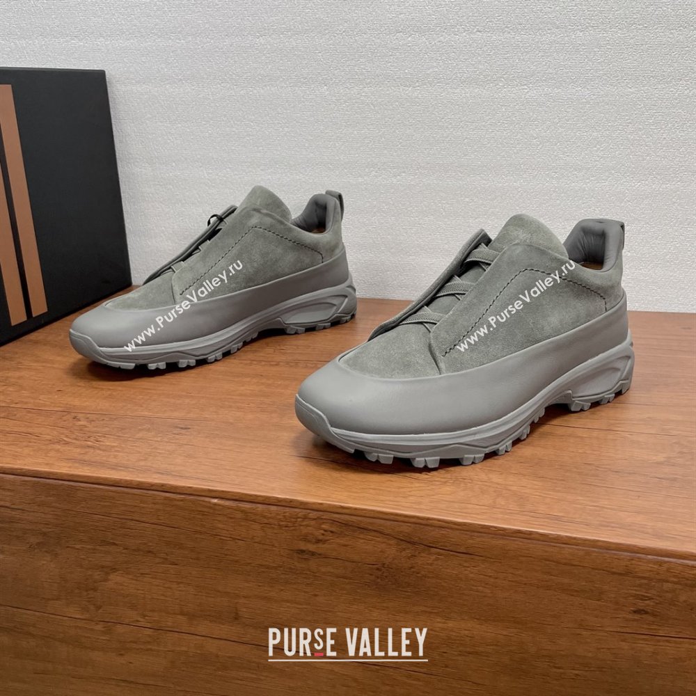 Zegna Mens Triple Stitch™ Monte Sneakers in Suede Grey 2025 (SHH-25112202)