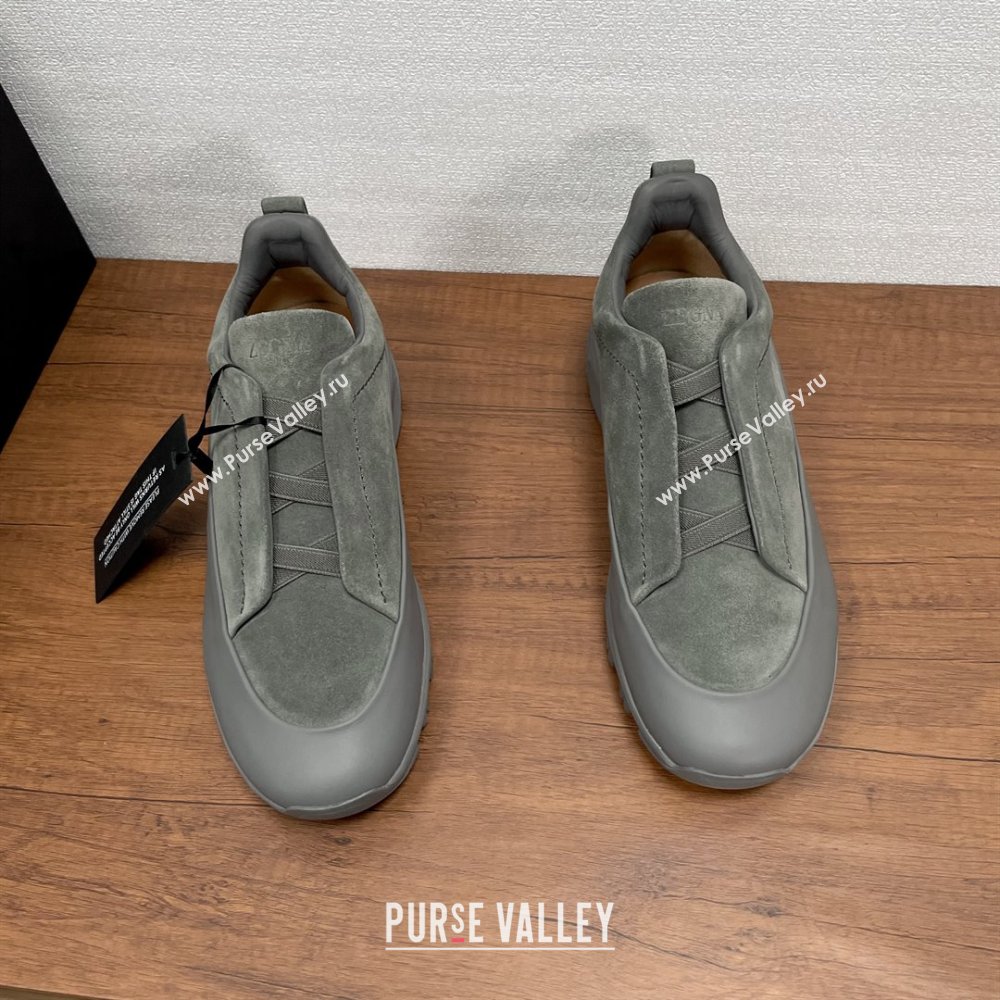 Zegna Mens Triple Stitch™ Monte Sneakers in Suede Grey 2025 (SHH-25112202)