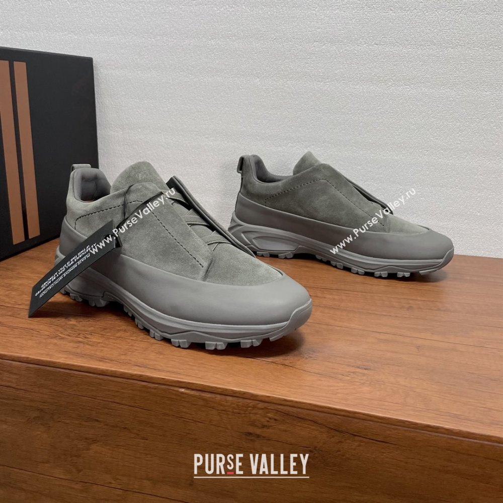 Zegna Mens Triple Stitch™ Monte Sneakers in Suede Grey 2025 (SHH-25112202)