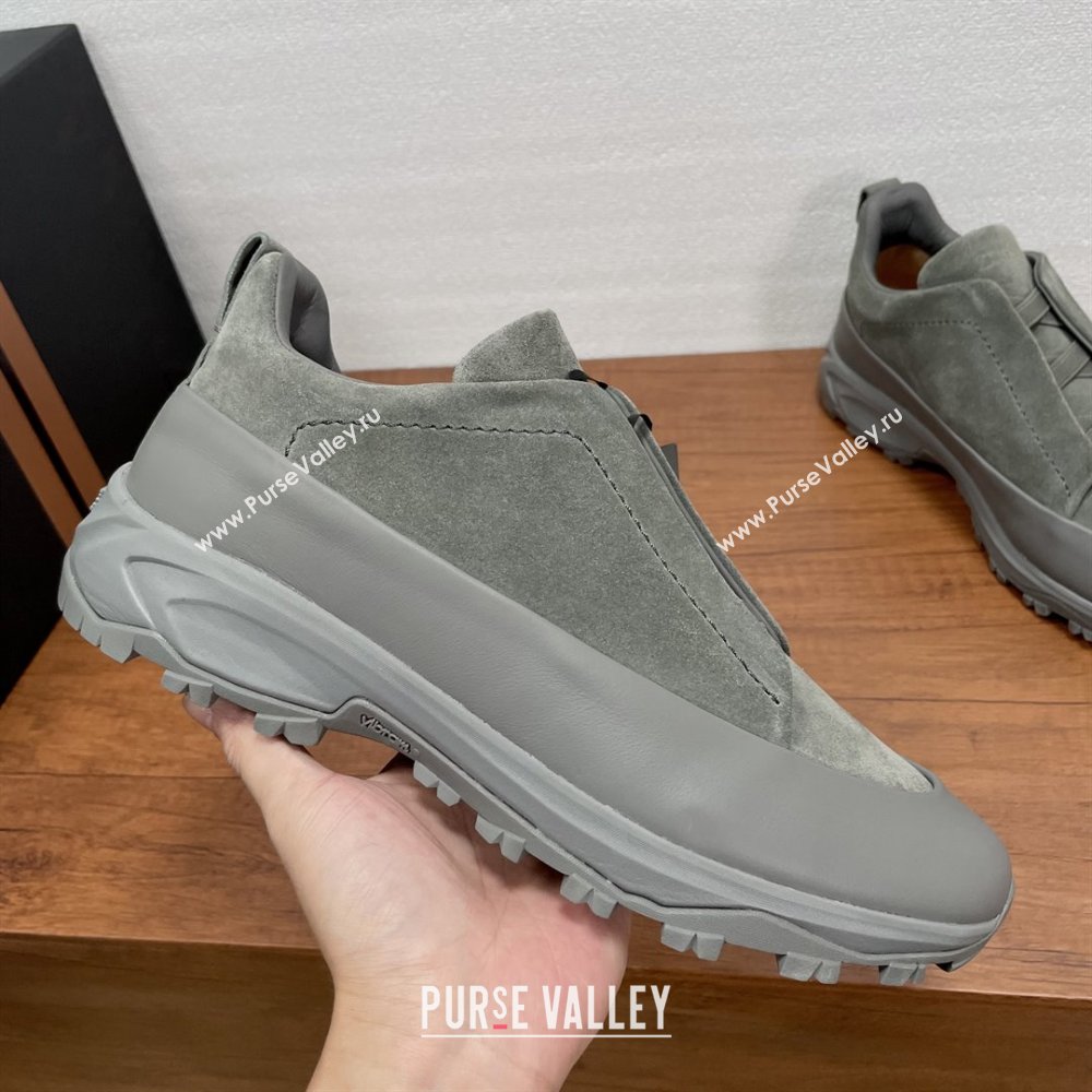 Zegna Mens Triple Stitch™ Monte Sneakers in Suede Grey 2025 (SHH-25112202)