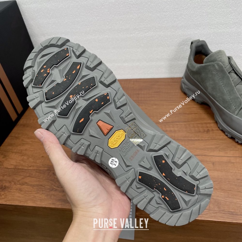 Zegna Mens Triple Stitch™ Monte Sneakers in Suede Grey 2025 (SHH-25112202)