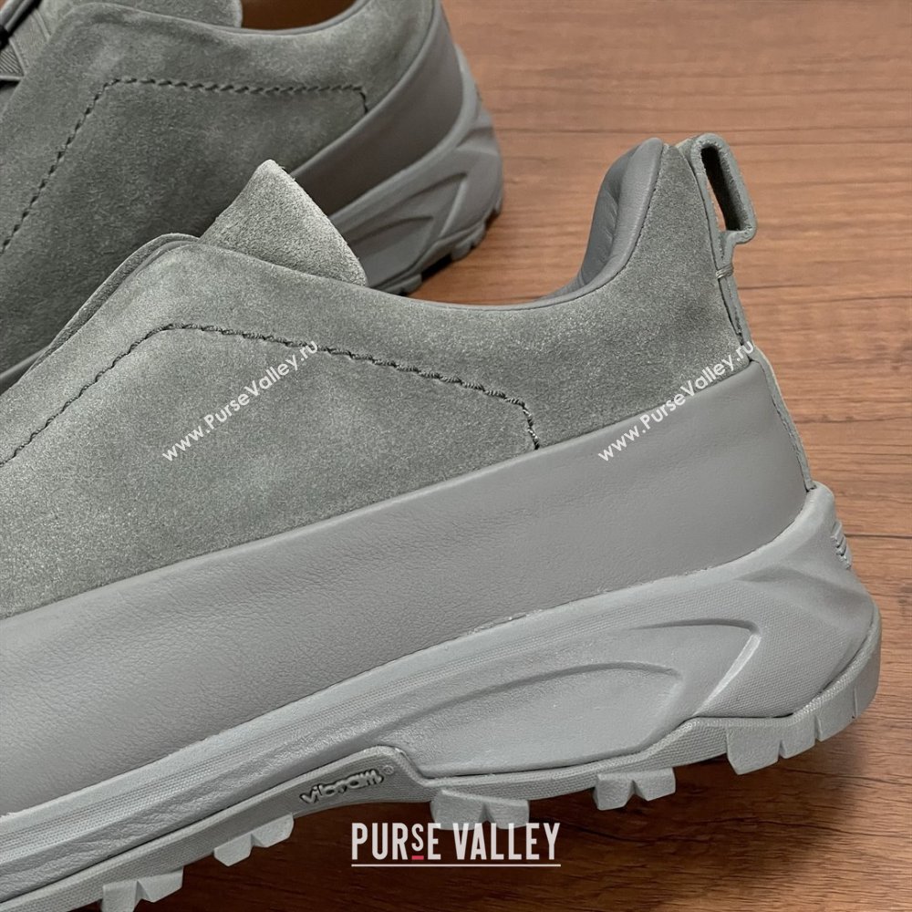 Zegna Mens Triple Stitch™ Monte Sneakers in Suede Grey 2025 (SHH-25112202)