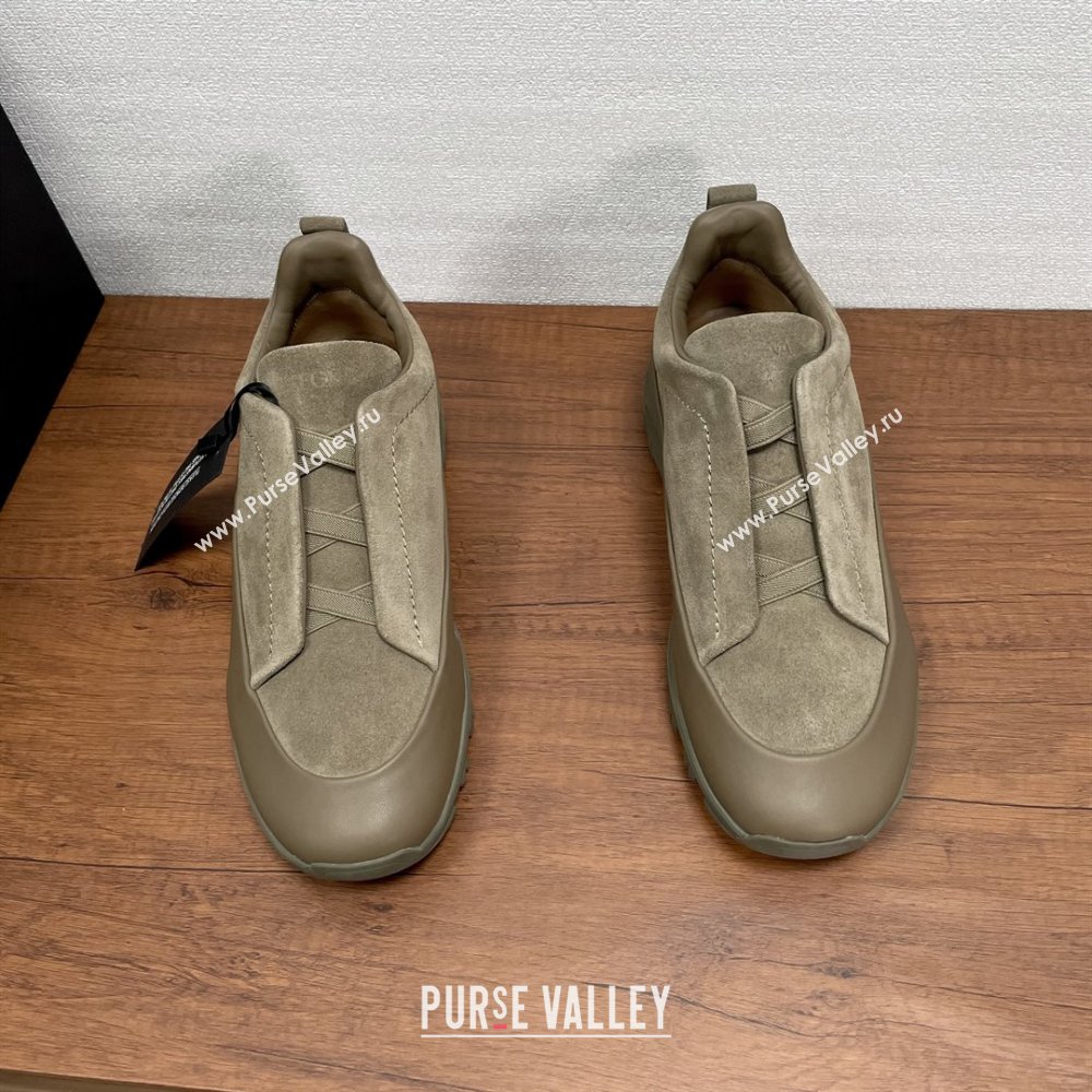 Zegna Mens Triple Stitch™ Monte Sneakers in Suede Beige 2025 (SHH-25112203)