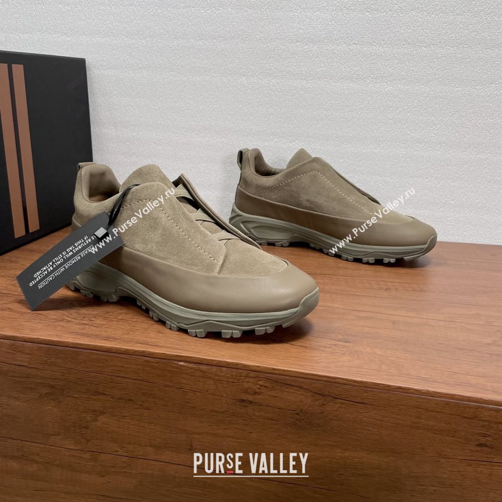 Zegna Mens Triple Stitch™ Monte Sneakers in Suede Beige 2025 (SHH-25112203)