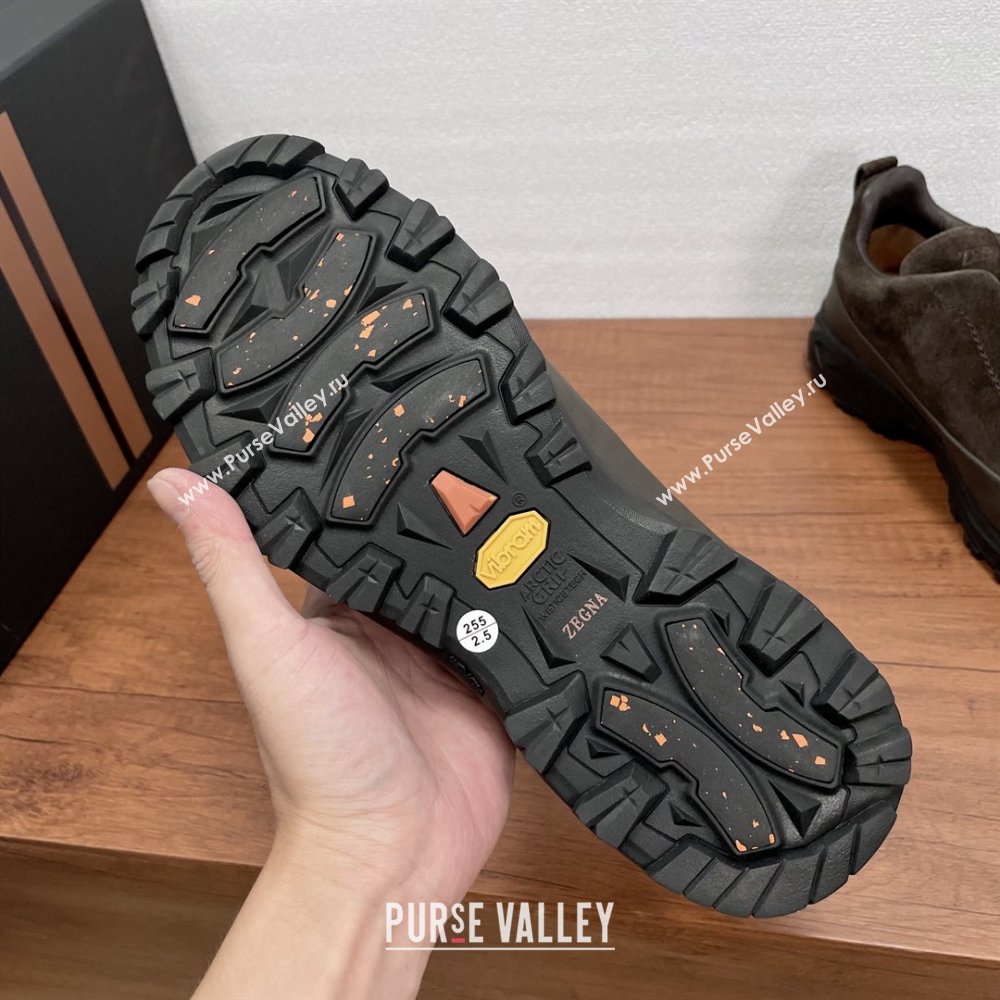 Zegna Mens Triple Stitch™ Monte Sneakers in Suede Coffee 2025 (SHH-25112204)