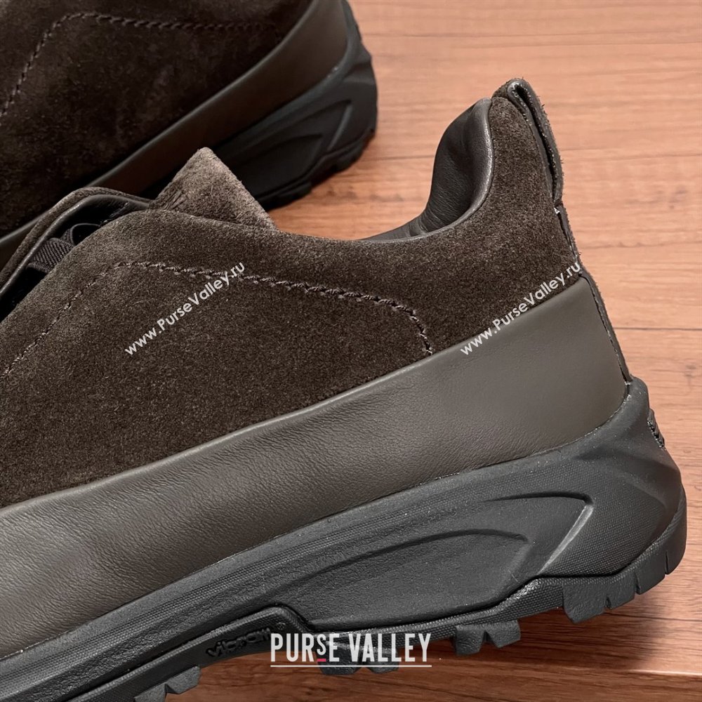 Zegna Mens Triple Stitch™ Monte Sneakers in Suede Coffee 2025 (SHH-25112204)