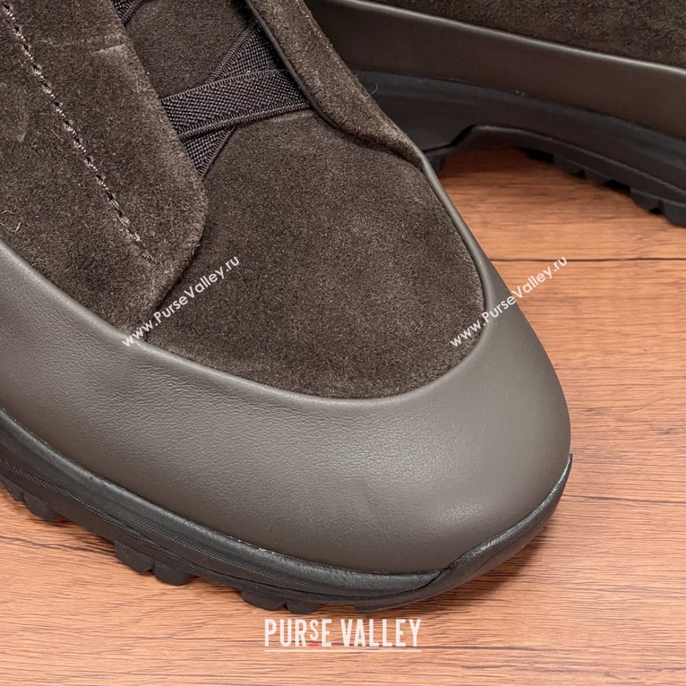 Zegna Mens Triple Stitch™ Monte Sneakers in Suede Coffee 2025 (SHH-25112204)