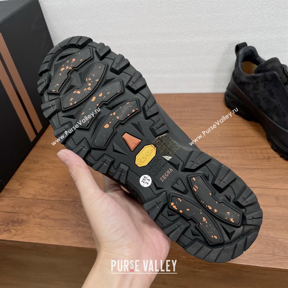 Zegna Mens Triple Stitch™ Monte Sneakers in Suede Black 2025 (SHH-25112205)