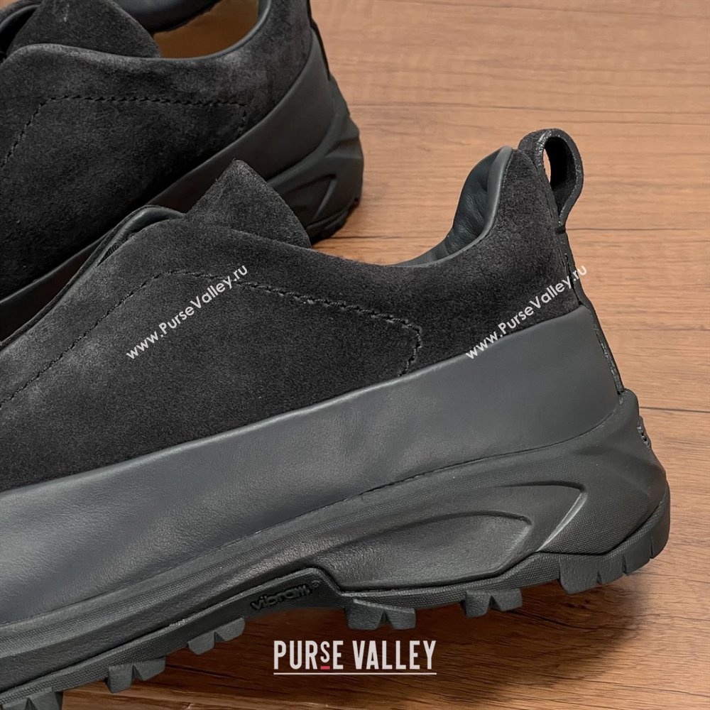 Zegna Mens Triple Stitch™ Monte Sneakers in Suede Black 2025 (SHH-25112205)