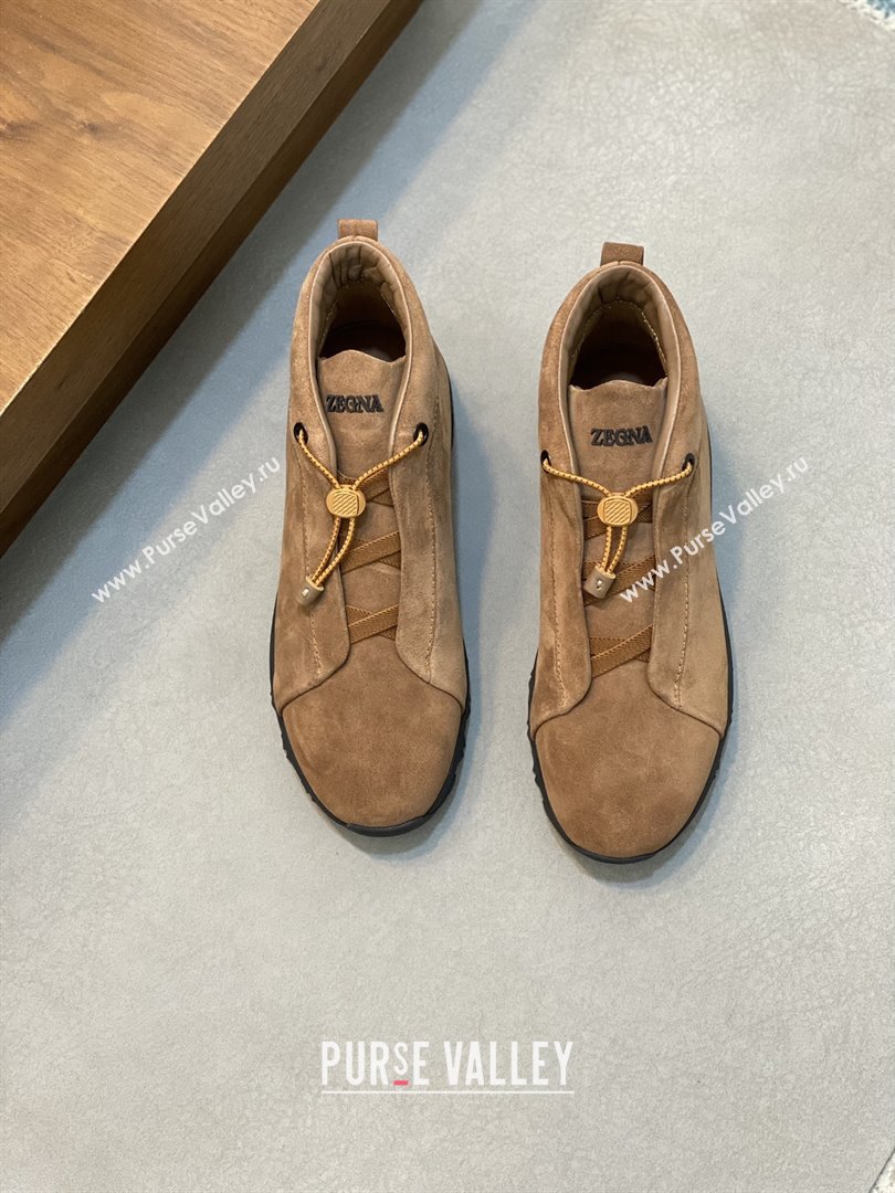 Zegna Mens Triple Stitch™ Vetta Sneakers in Brown Suede 2025 (LM-25112207)