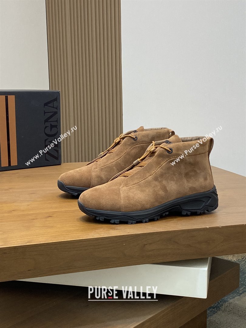 Zegna Mens Triple Stitch™ Vetta Sneakers in Brown Suede 2025 (LM-25112207)