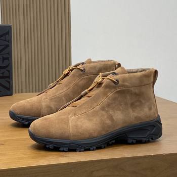 Zegna Mens Triple Stitch™ Vetta Sneakers in Brown Suede 2025 (LM-25112207)