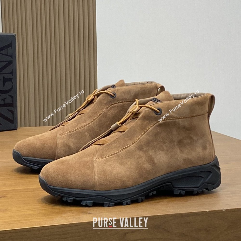 Zegna Mens Triple Stitch™ Vetta Sneakers in Brown Suede 2025 (LM-25112207)