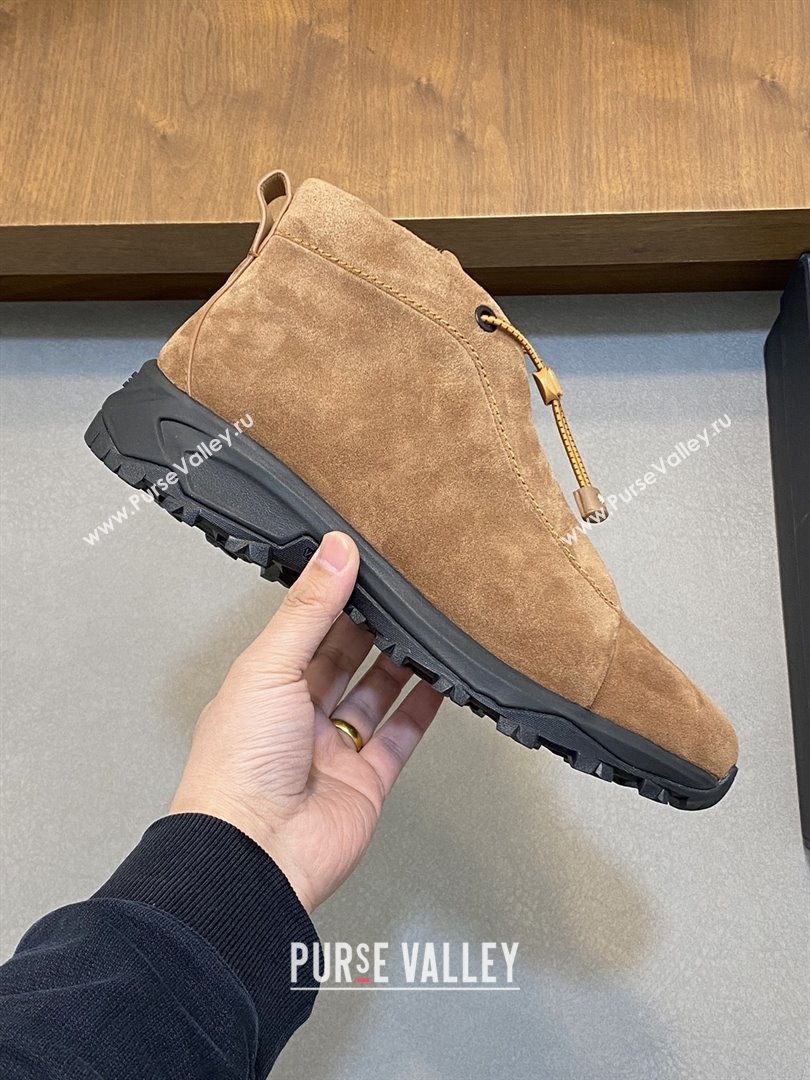 Zegna Mens Triple Stitch™ Vetta Sneakers in Brown Suede 2025 (LM-25112207)